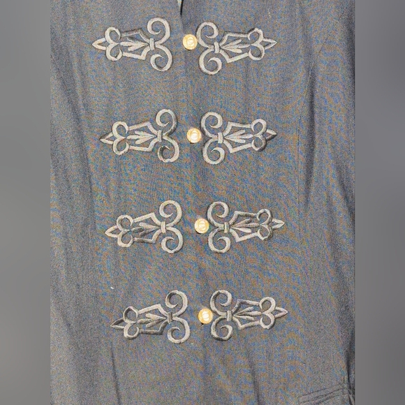 Vintage J.P. Fall 18 Black Military Style Jacket Skirt Suit Elaborate Closure - Picture 3 of 11